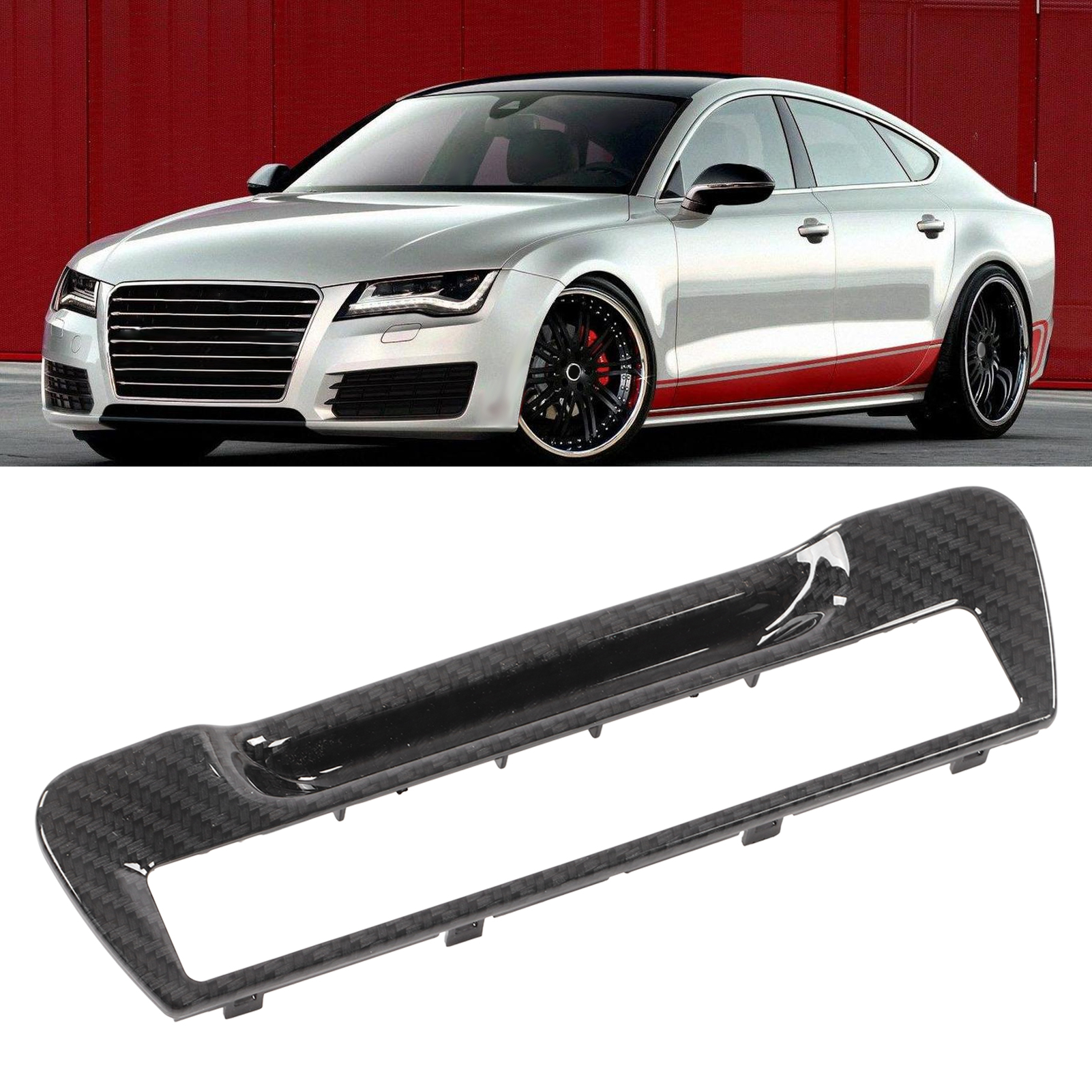 Interieur-modifikation: Getränkehalter-zierleiste Mit Carbonfaser-optik, Passend Für Audi A6 Und A7 2011-2016, Kann 4g8863289a Ersetzen.