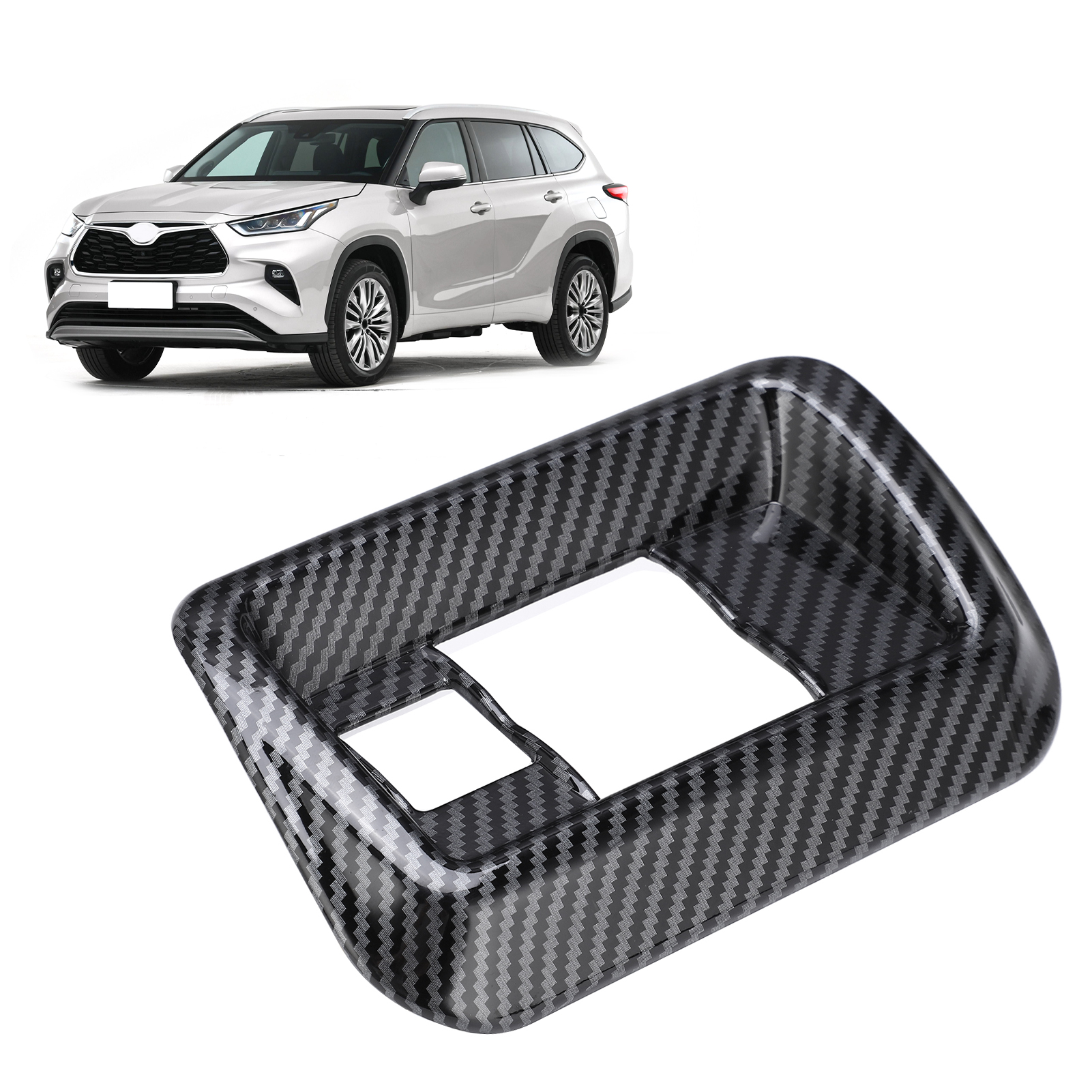 Abdeckung Für Den Innenraum-scheinwerferbedienungsrahmen Für Toyota Highlander Ab 2022, Kohlefaserstruktur.