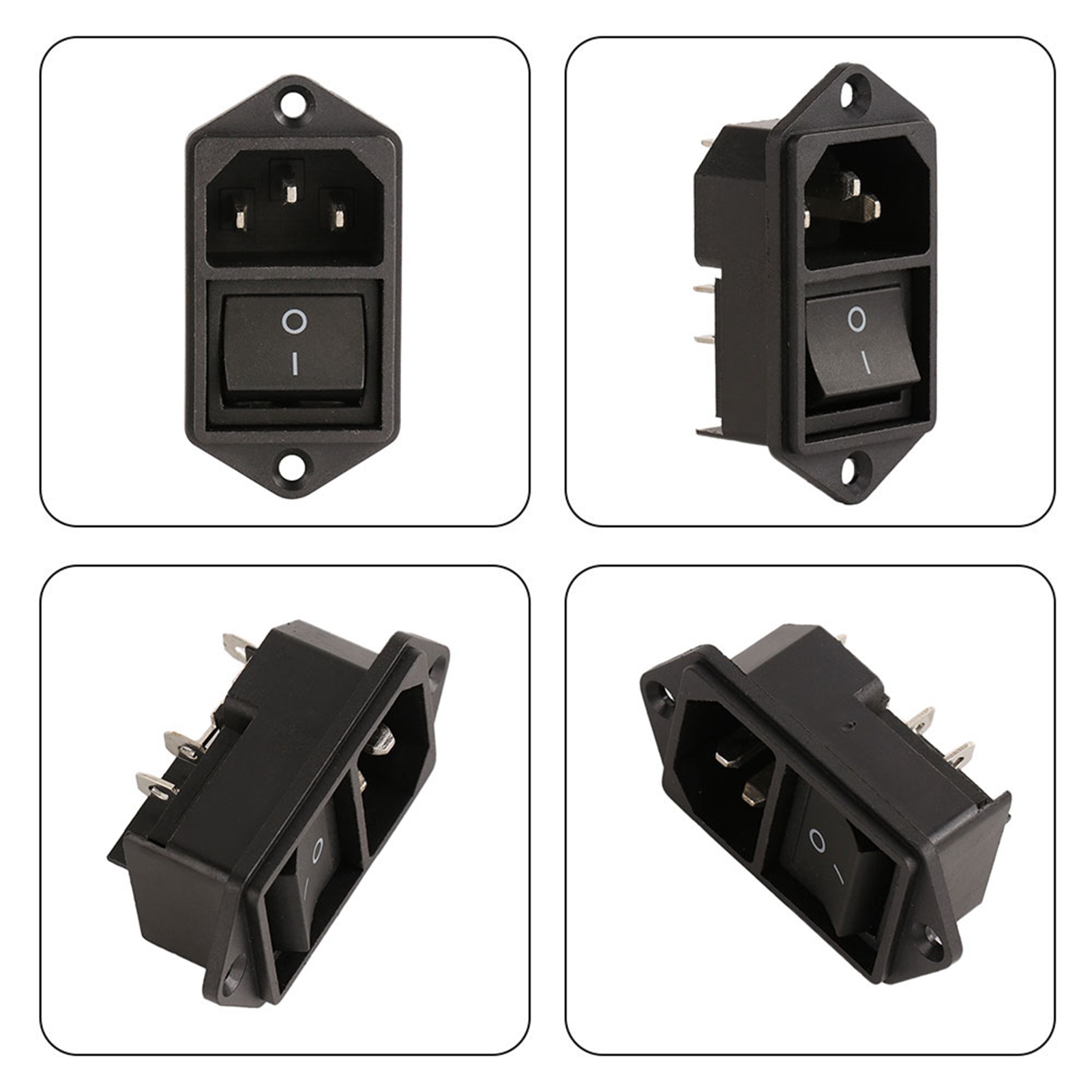 [ander Online] 1 Iec 320 C14 Netzsteckdose Mit Wippschalter, 250 V, 10 A, Schwarz