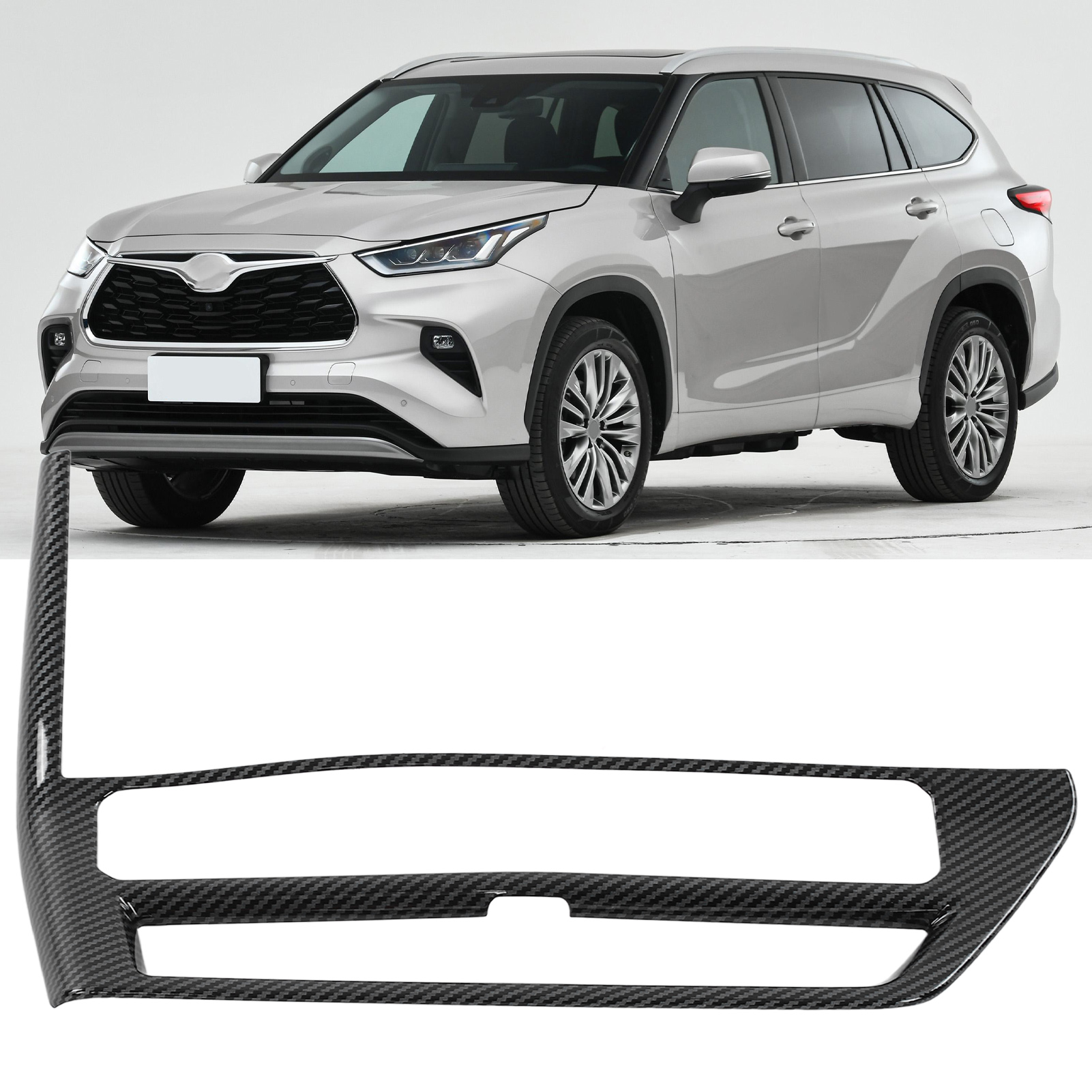 Einbaurahmen Für Das Navigationssystem Im Fahrzeuginnenraum Für Toyota Highlander Ab Baujahr 2022, Carbonfaser-optik.