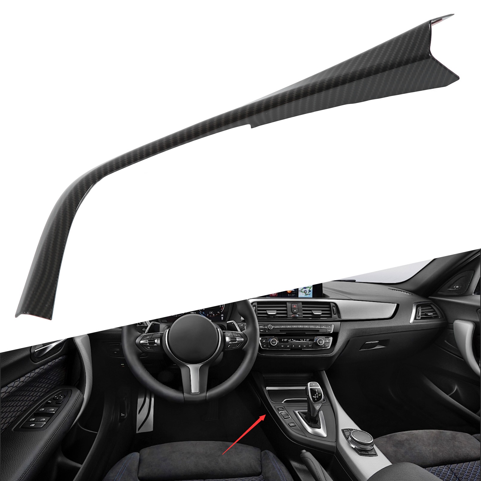 Fahrzeugmodifikation: L-förmige Seitenleiste Mit Carbonfaser-textur Für Bmw 1er Und 2er Reihe (2012-2018) Schalthebel (linke Seite) (oc08048)
