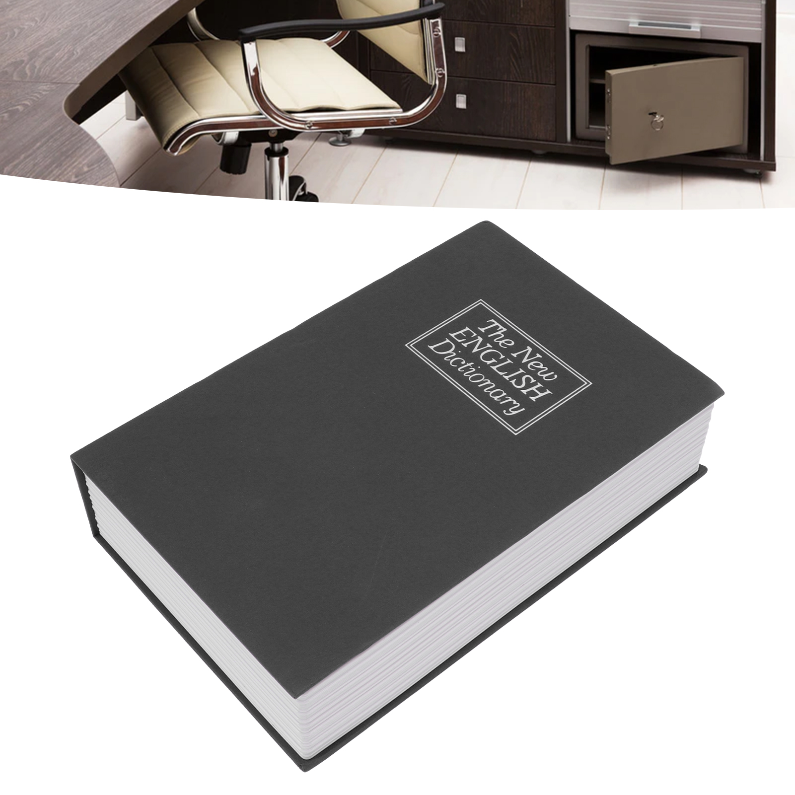 Mittelgroße, Buchförmige Spardose Mit Schloss, Schwarz.