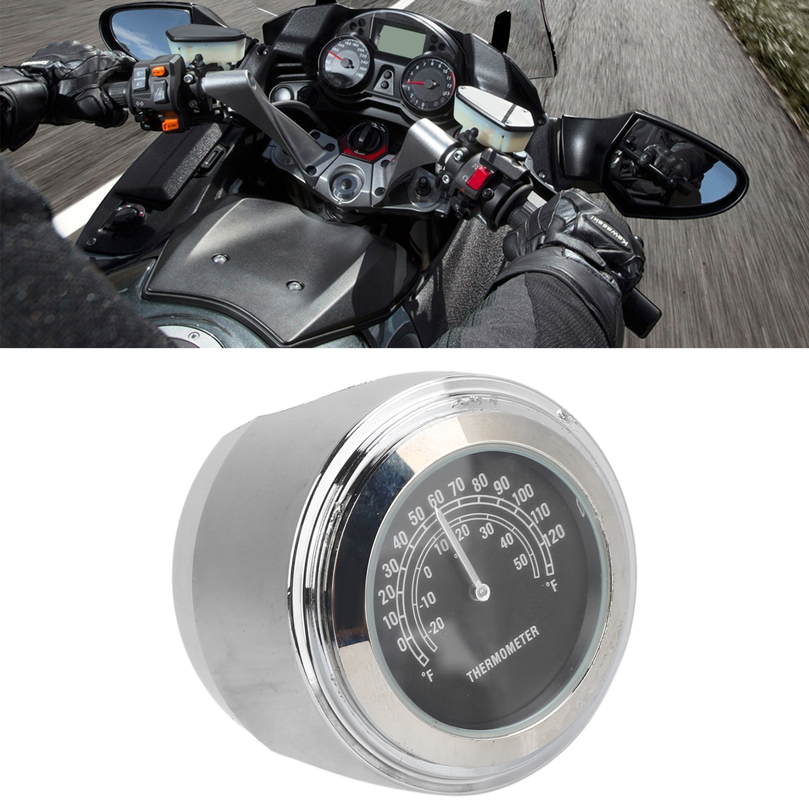 Motorradzubehör, Bordtemperaturanzeige Für Motorräder, 22 Mm-25 Mm, Schwarz.