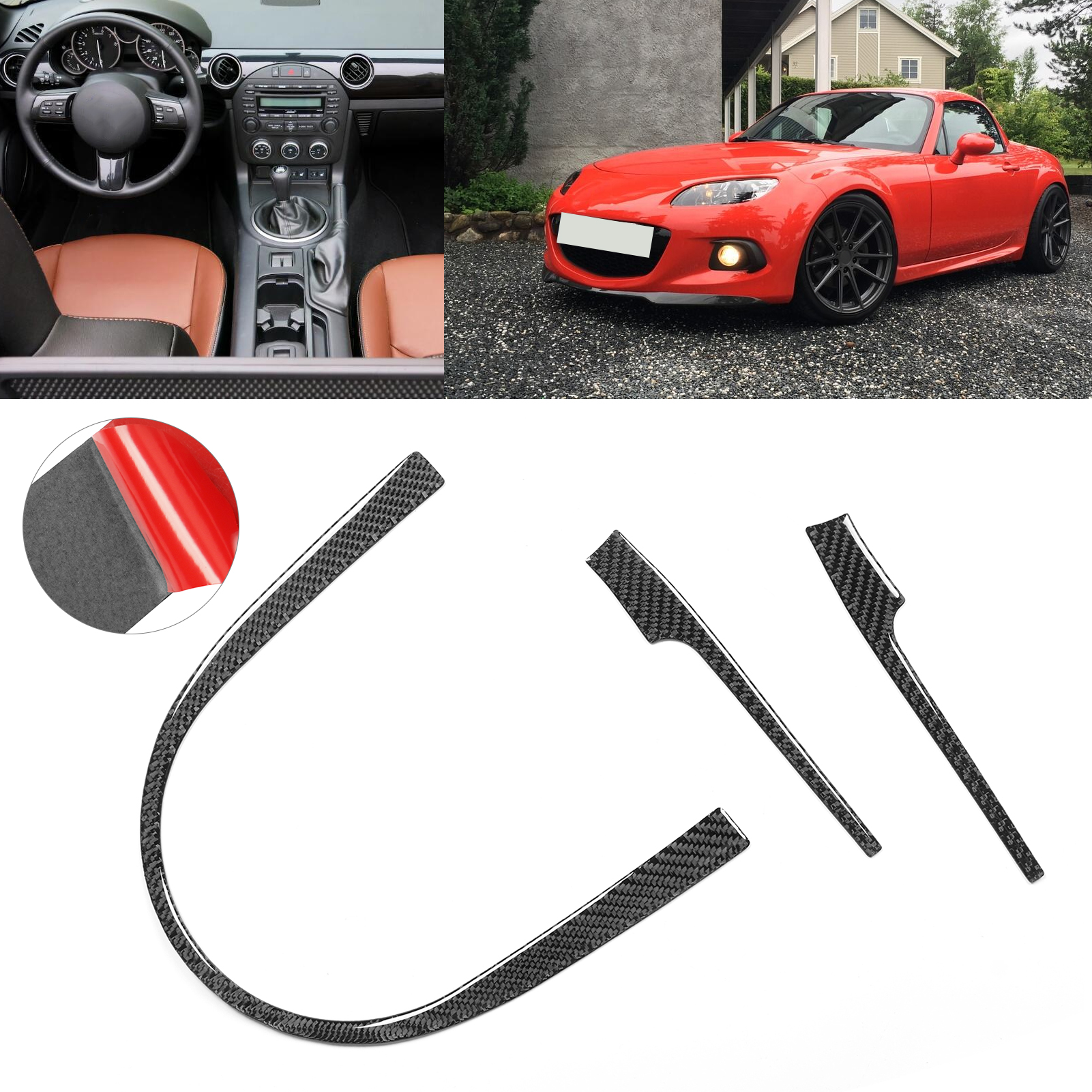 Carbonfaser-karosseriebausatz Mit Cd-schalthebel Und U-förmigem Schalthebel Für Mazda Mx-5 Nc 2009-2015 (3-teilig)