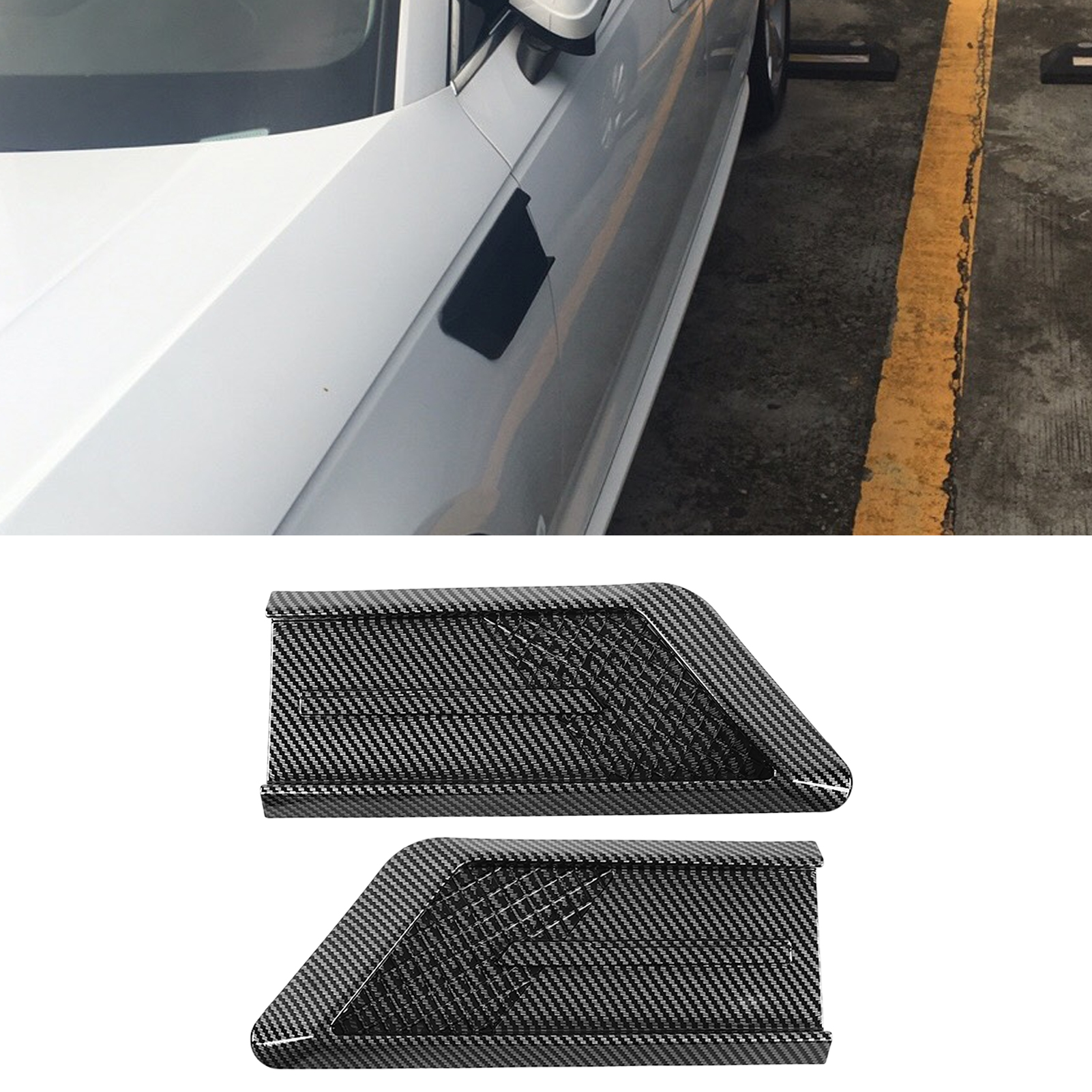Ein Paar Seitenkotflügelaufkleber Aus Abs Mit Carbonfaser-textur, Universell Für Autos.