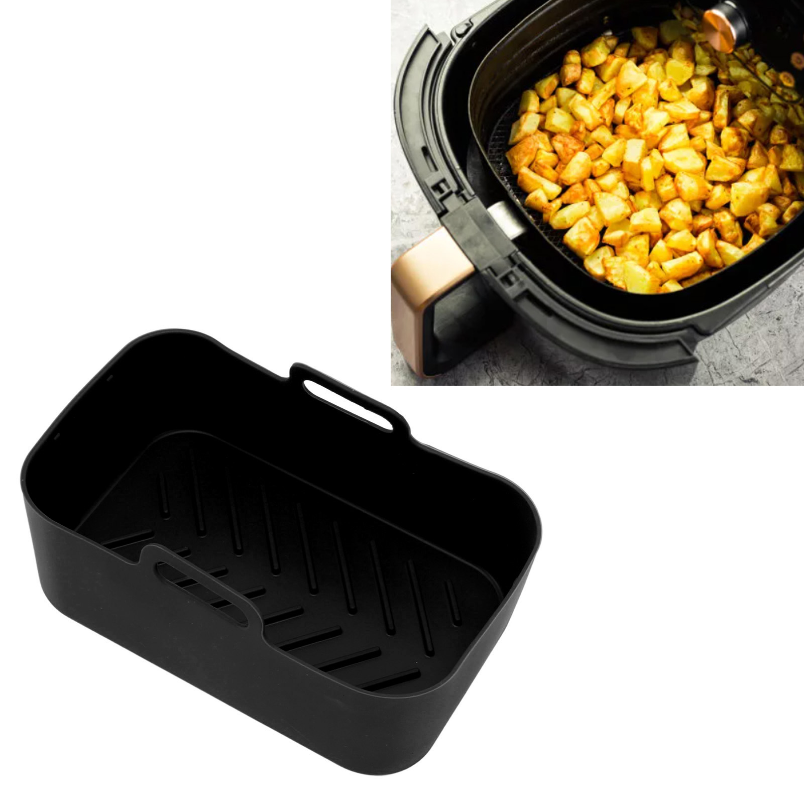 Passend Für Die Ninja Dz201 Foodi 8qt Heißluftfritteuse Mit Zwei Frittierkörben. Silikonzubehör: Teller Und Matte (schwarz).
