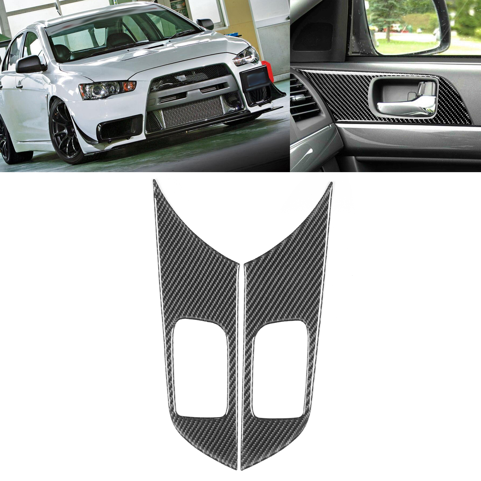 Fahrzeugmodifikation 08-16 Mitsubishi Lancer Türgriffblenden-dekor Aus Kohlefaser Für Den Innenraum (2-teiliges Set)