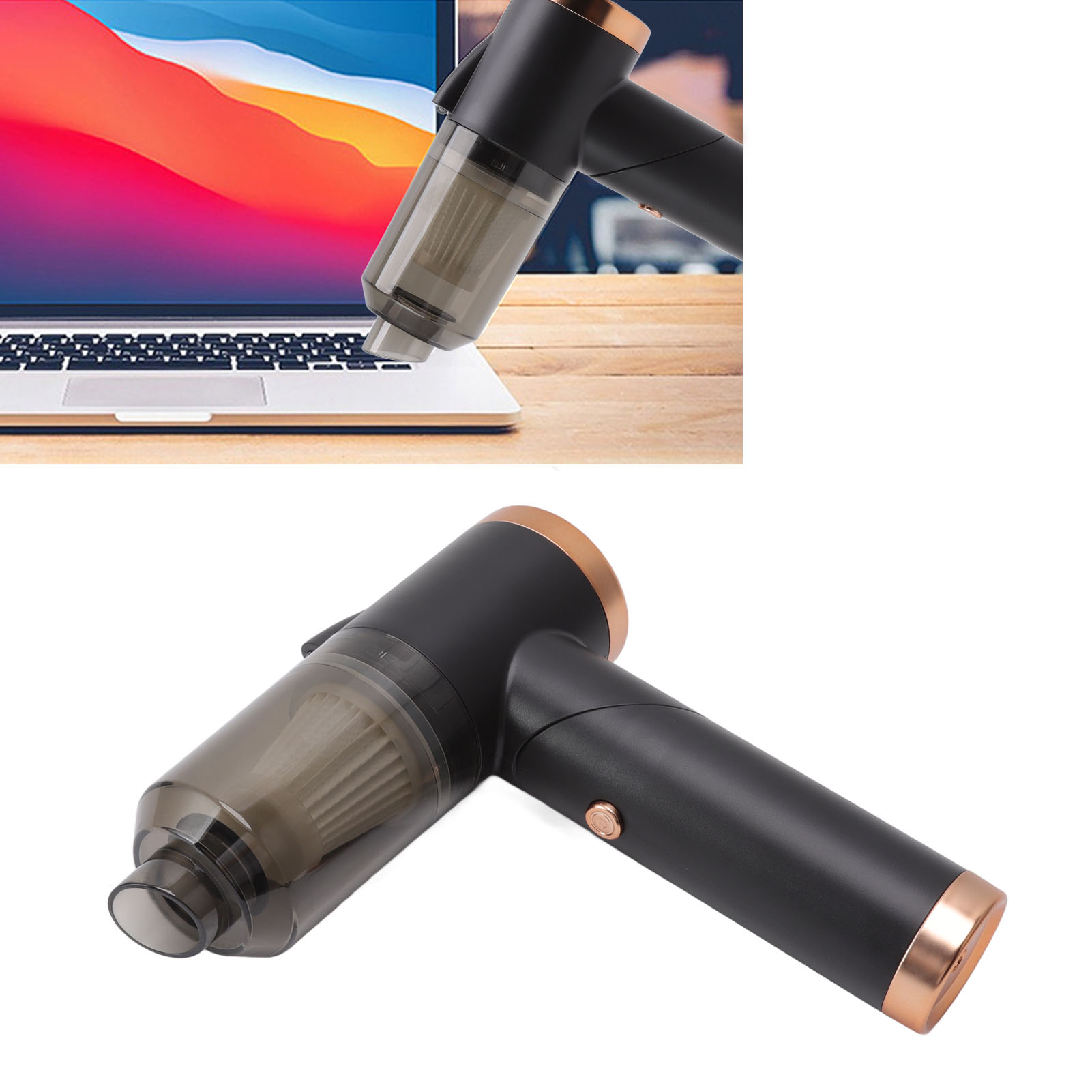Hochleistungs-staubsauger 9000 Pa, Faltbarer Autostaubsauger, Mini-handstaubsauger, Usb-aufladbar, Schwarz.