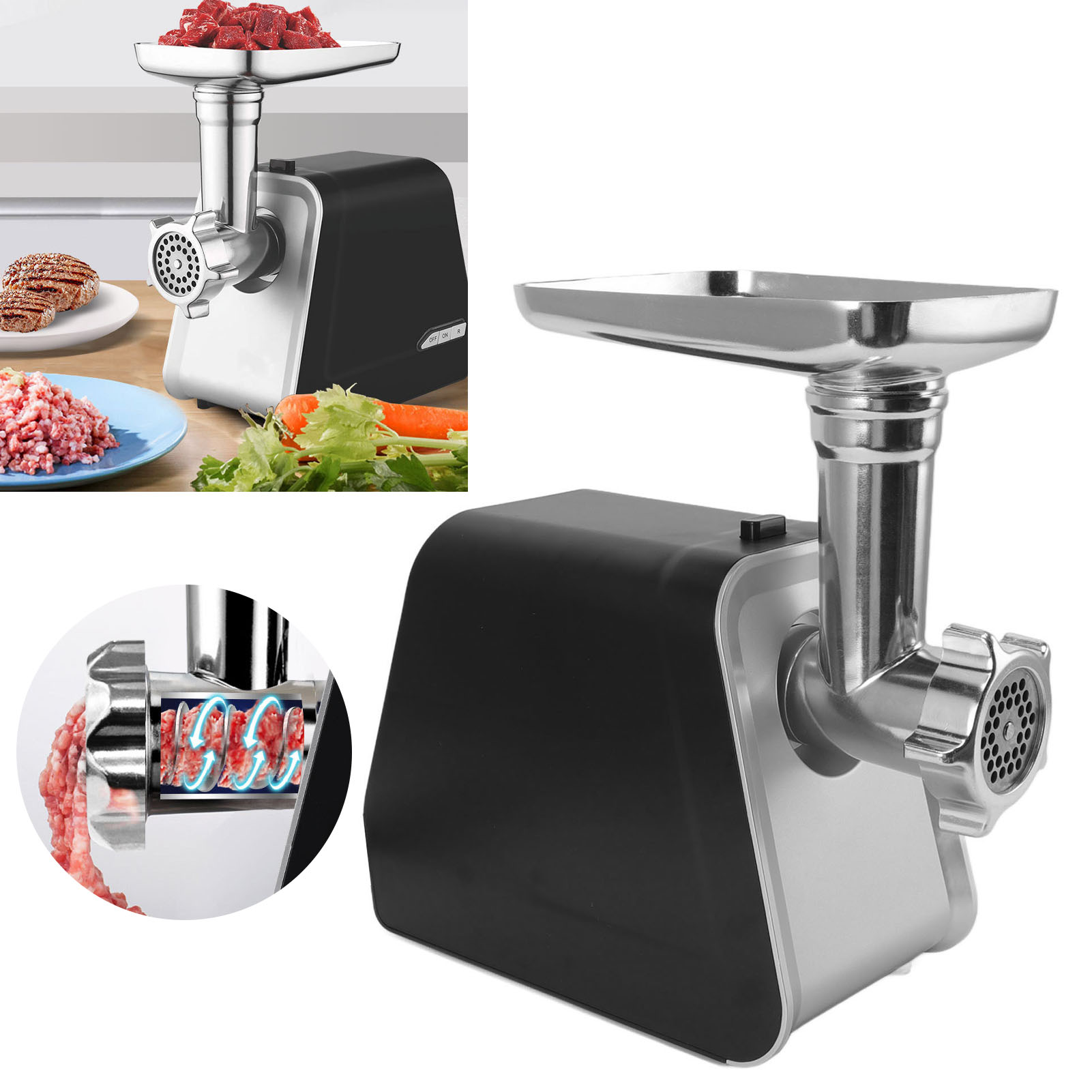 Dansong Dsp Elektrischer Fleischwolf Für Den Hausgebrauch, Kleines Modell, Edelstahl, Multifunktional, Fleischmischer, Vollautomatischer Wurstfüller.