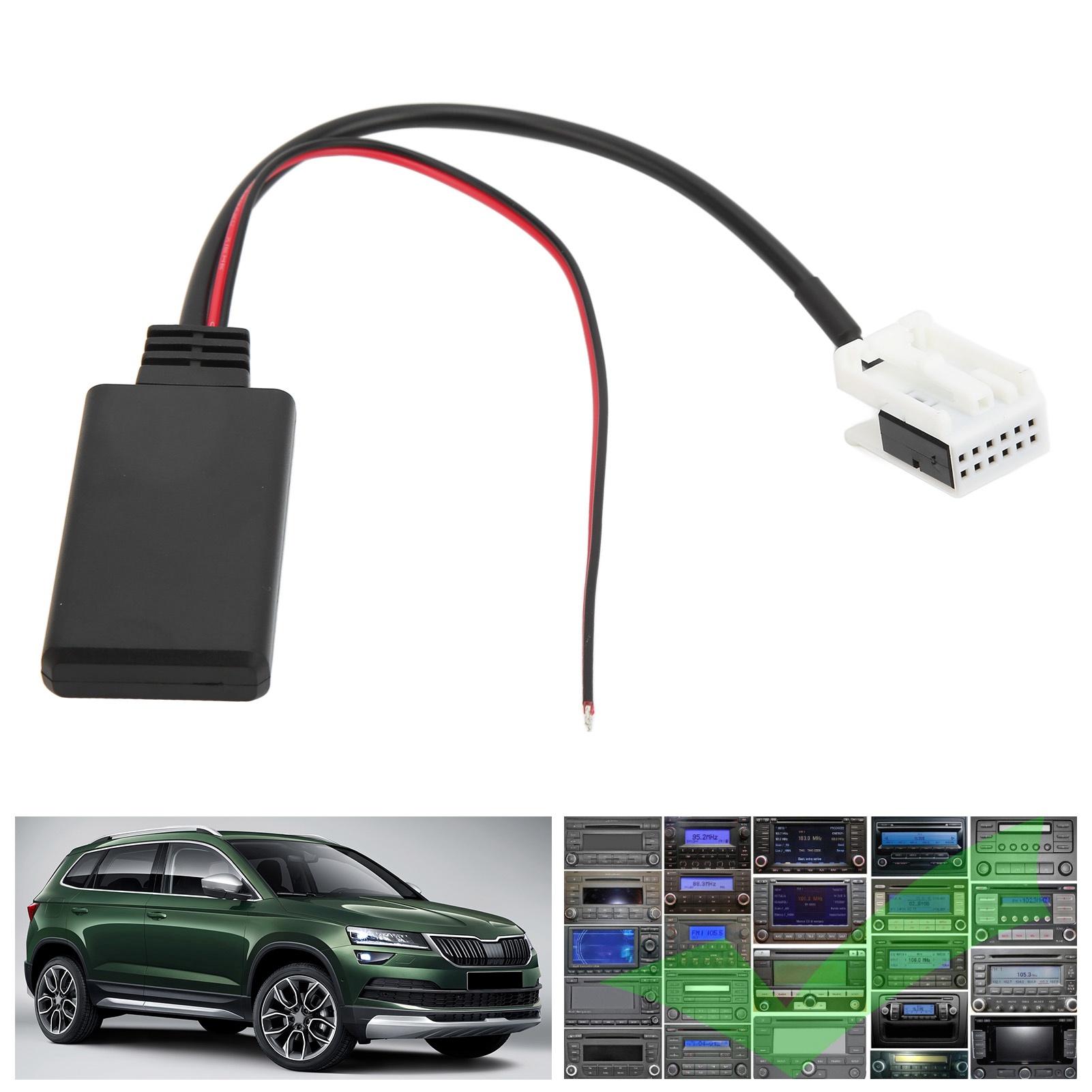Bluetooth-aux-eingang, Audio-mp3-adapter, Musik-mp3-player Mit 12-poligem Anschluss Für Volkswagen Und Skoda