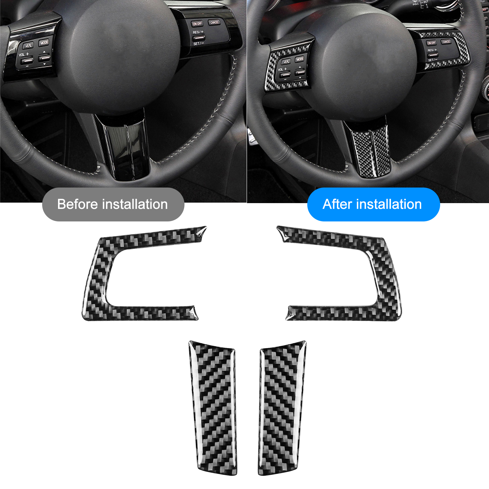 Fahrzeugmodifikation: Lenkradknopf-zierleisten Aus Kohlefaser Für Mazda Mx-5 Nc 2009-2015 (4 Stück)