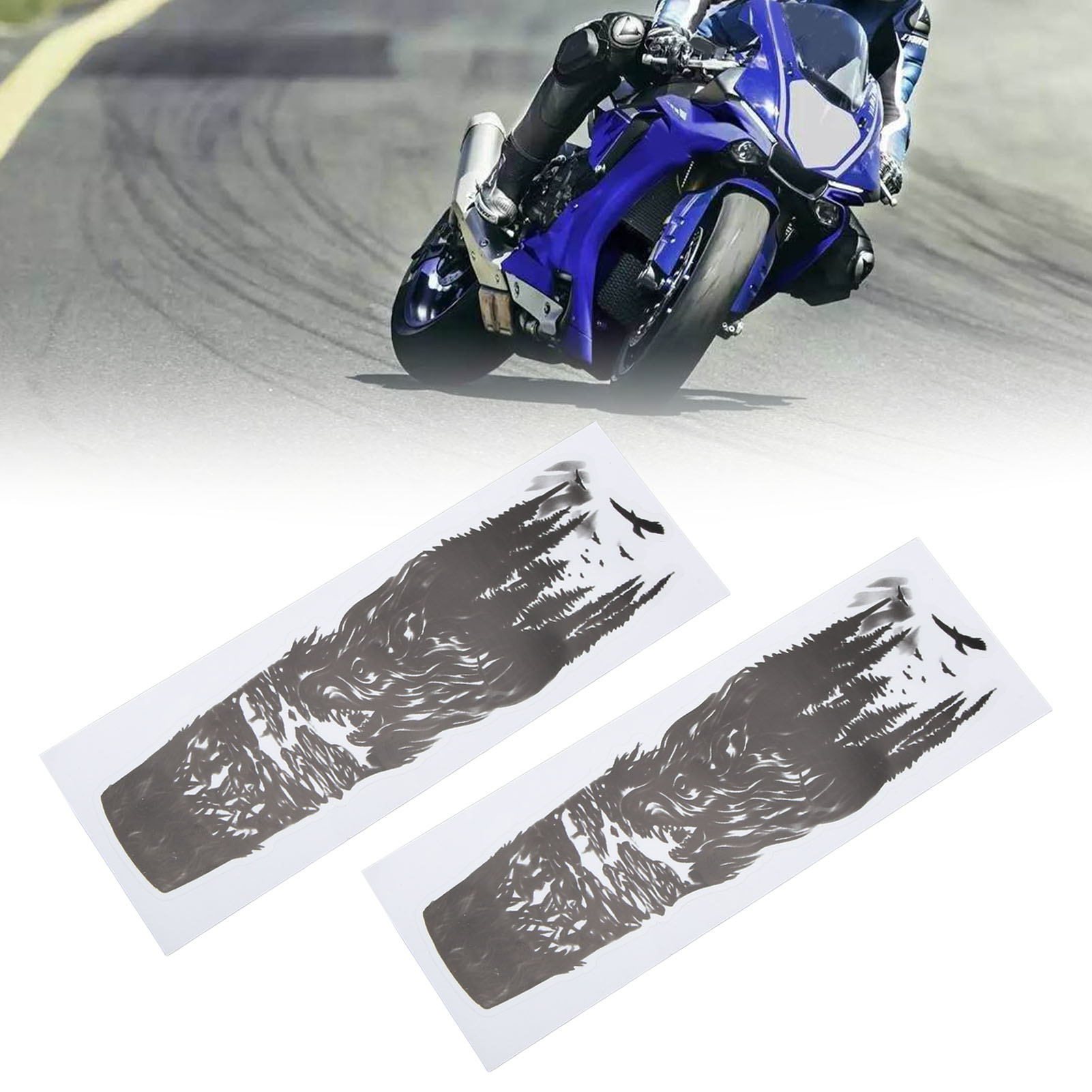 Zwei Modifizierte Motorradaufkleber Mit Totenkopf- Und Adlermotiven