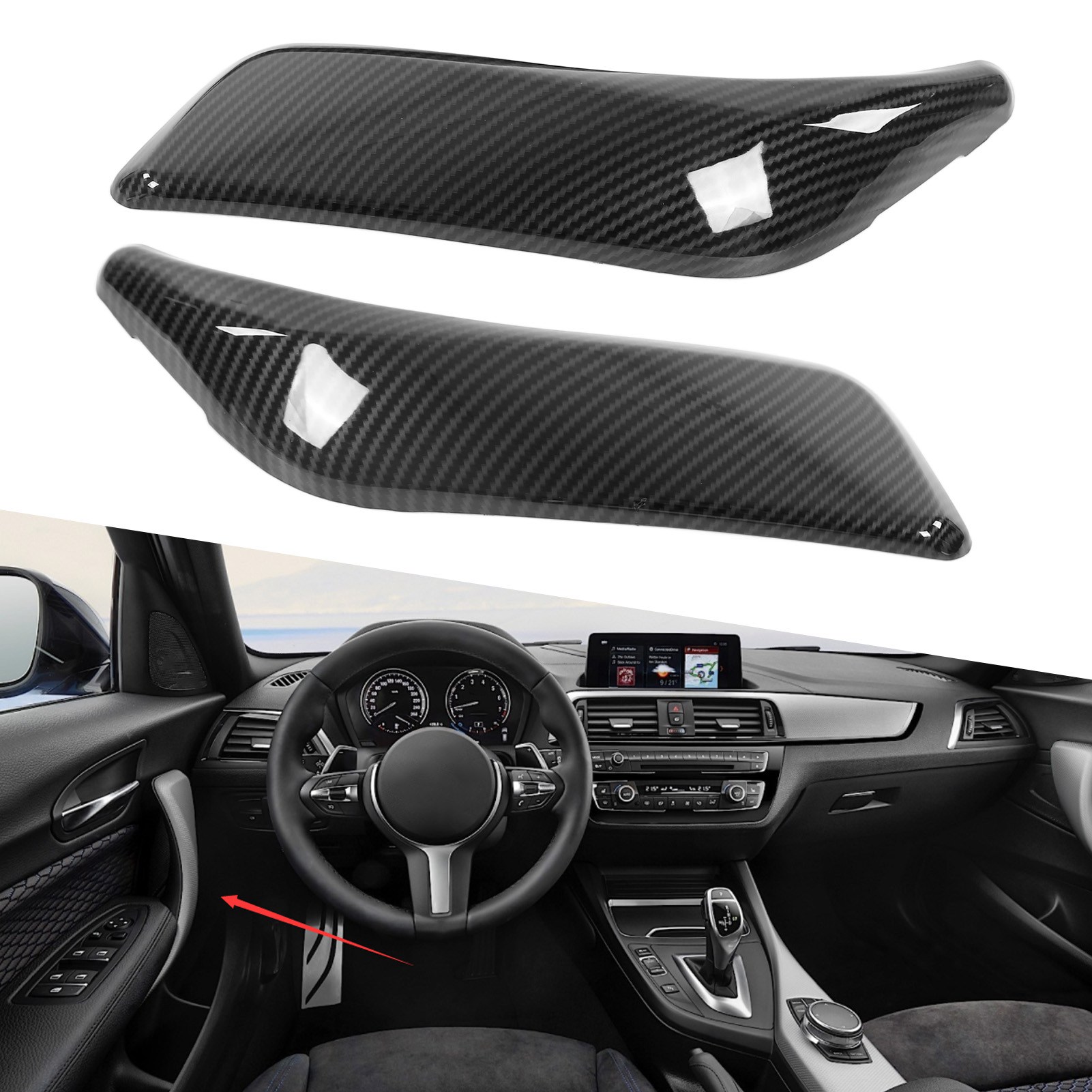 Bmw 1er Und 2er Reihe 2012-2018 (2-türige Version) Fahrzeugmodifikation: Türgriffschutz Innen, Carbonfaser-textur, 2-teiliges Set (oc08047)