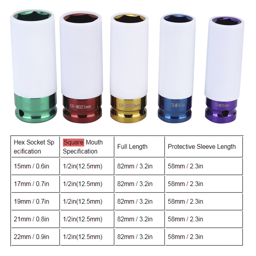 Schutzstecknuss Für 15-22 Mm (1/2 Zoll) Reifen Für Pneumatischen Schlagschrauber, Sechskantstecknuss Für Reifenbolzen Mit Schutzhülse Zum Schutz Vor Verletzungen (rote Und Blaue Schachteln Zufällig Au