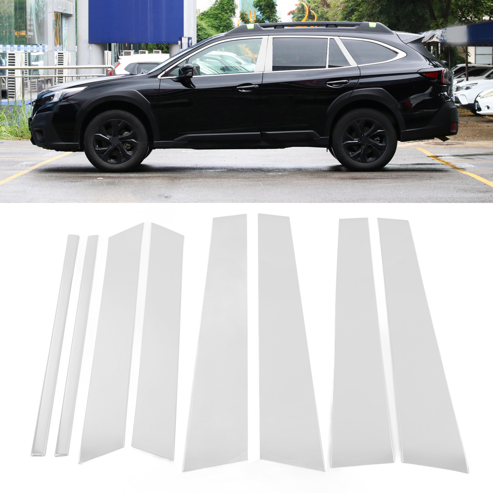 Das Achtteilige, Glänzende Edelstahl-mittelsäulen-zierleistenset Passt Zum Subaru Outback Bt Ab 2022 (oc10927).