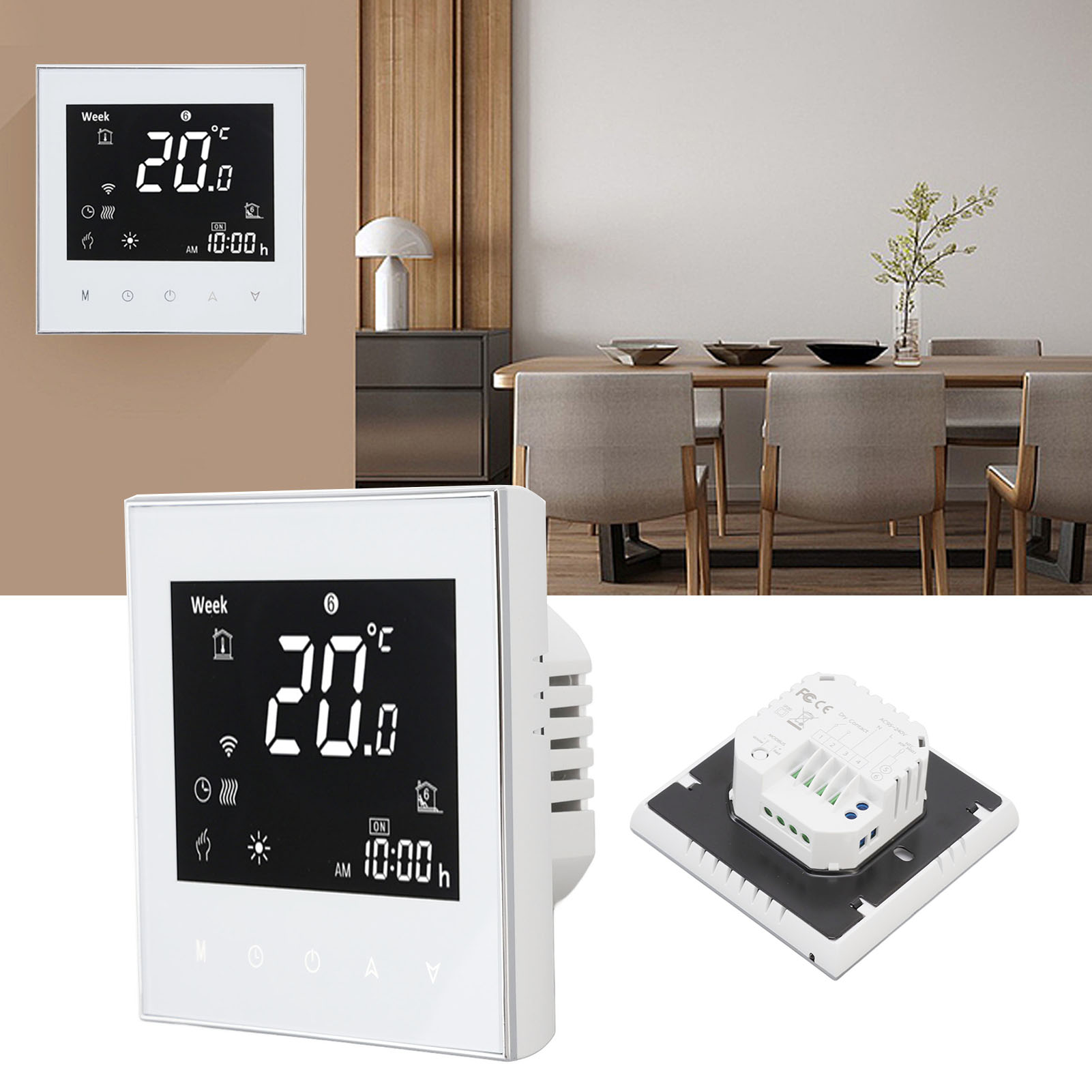 Passiver Boilerthermostat Bht-2000gclw Mit Wlan, App- Und Sprachsteuerung Lcd-touchscreen 95–240 V