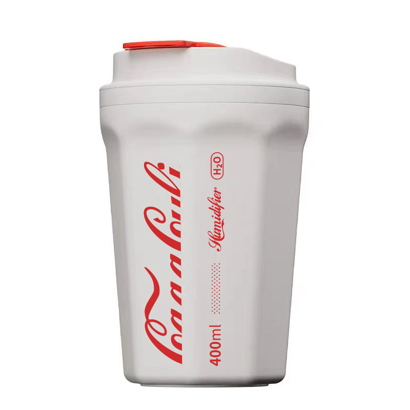 Neu Im Jahr 2022: Cola-becherförmiger Luftbefeuchter Mit Flamme, Usb-aufladbar, Kabellos, Für Das Auto, Weiße Batteriebetriebene Version.