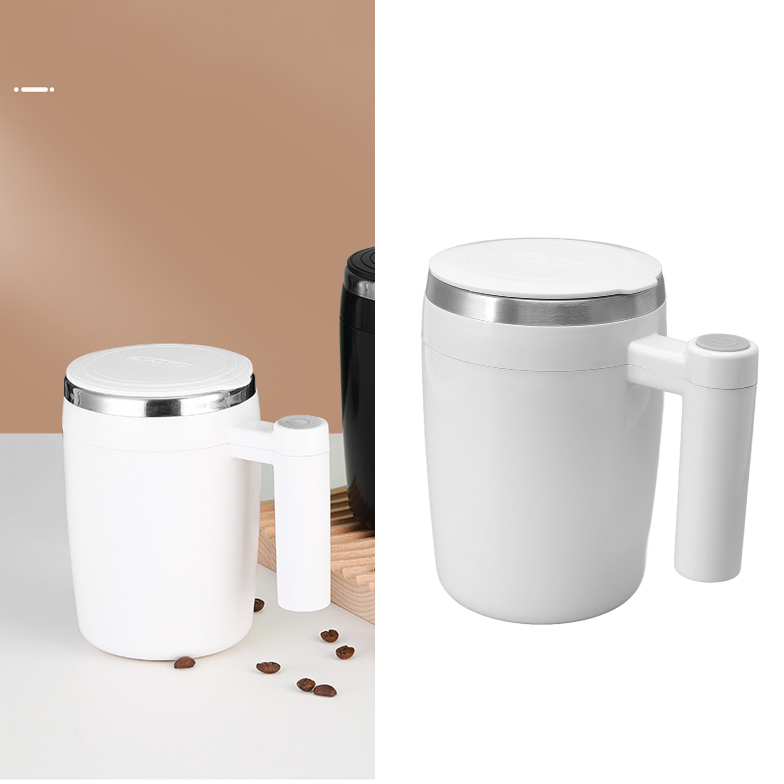 Automatischer Magnetischer Kaffeebecher (380 Ml), Ideal Zum Anrühren Von Proteinpulver, Aus Edelstahl Und Über Usb Wiederaufladbar.