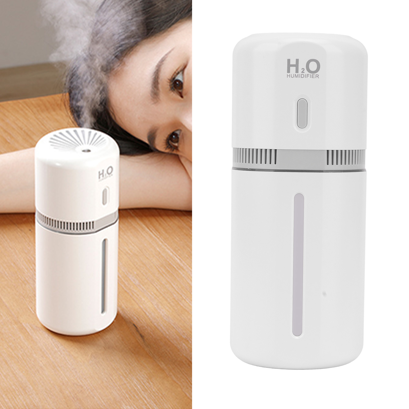 180-ml-zerstäuber-luftbefeuchter, Auto-luftbefeuchter, Mini-luftbefeuchter Für Unterwegs, Luftbefeuchter Mit Eingebautem Nachtlicht, Usb-betrieben, Weiß.