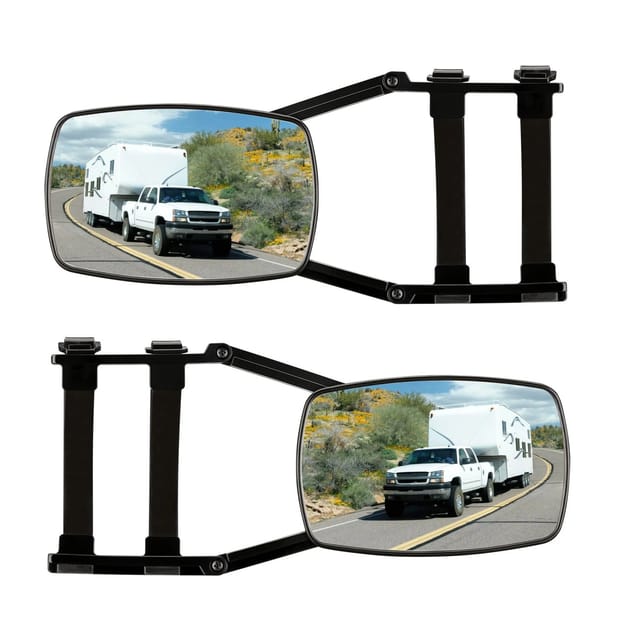 Wiltec - Wohnwagenspiegel 2 Stück Universal Außenspiegel 2er Set Für Wohnwagen Und Caravan Mit Gummiriemen, Drehbar Und Zusammenklappbar