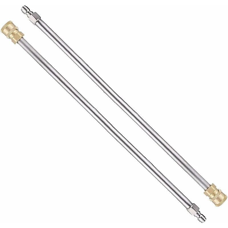 Set Mit 2 Hochdruckreiniger-verlängerungsschläuchen (43 Cm) – Edelstahl – Maximaldruck 5000 Psi – 1/4"-schnellanschlusspistole