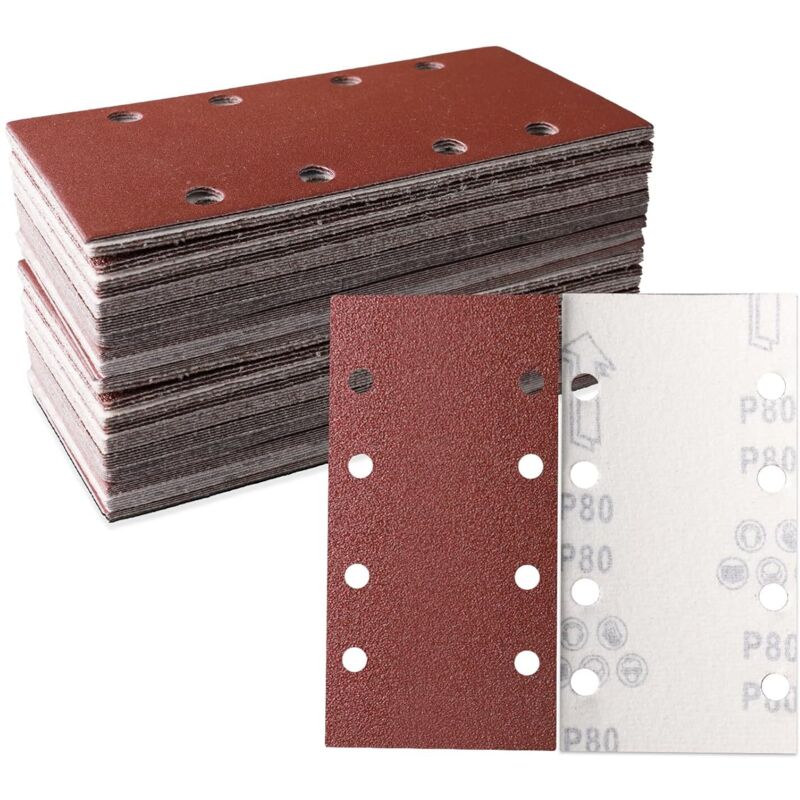Packung Mit 30 Schleifblättern 93 X 185 Mm – 8-loch-klett-schleifpapier – Körnung 80 Zum Schleifen Von Hartholz Und Metall