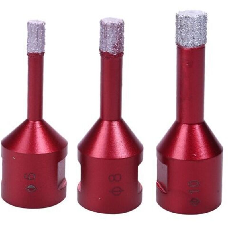 Set Mit 3 M14 Diamant-kernbohrern – Durchmesser 6/8/10 Mm – Länge 60 Mm – Zum Trockenbohren In Fliesen, Marmor Und Granit