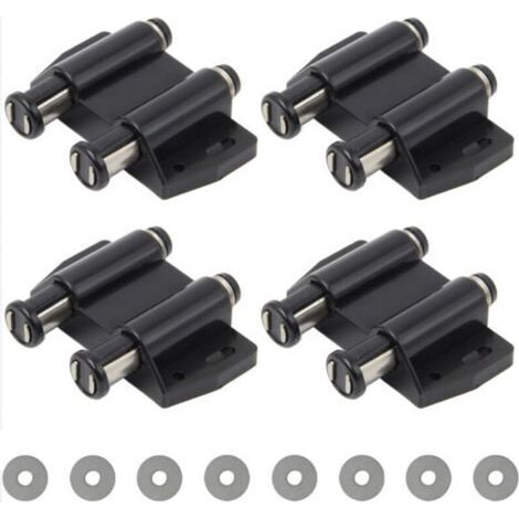 Druckverschluss-magnet, 4 Stück, Doppelter Druckmagnetverschluss, Federbelasteter Magnettürverschluss, Kunststoffschrankverschluss Mit Schrauben Für Schranktüren Und Schubladen (schwarz)