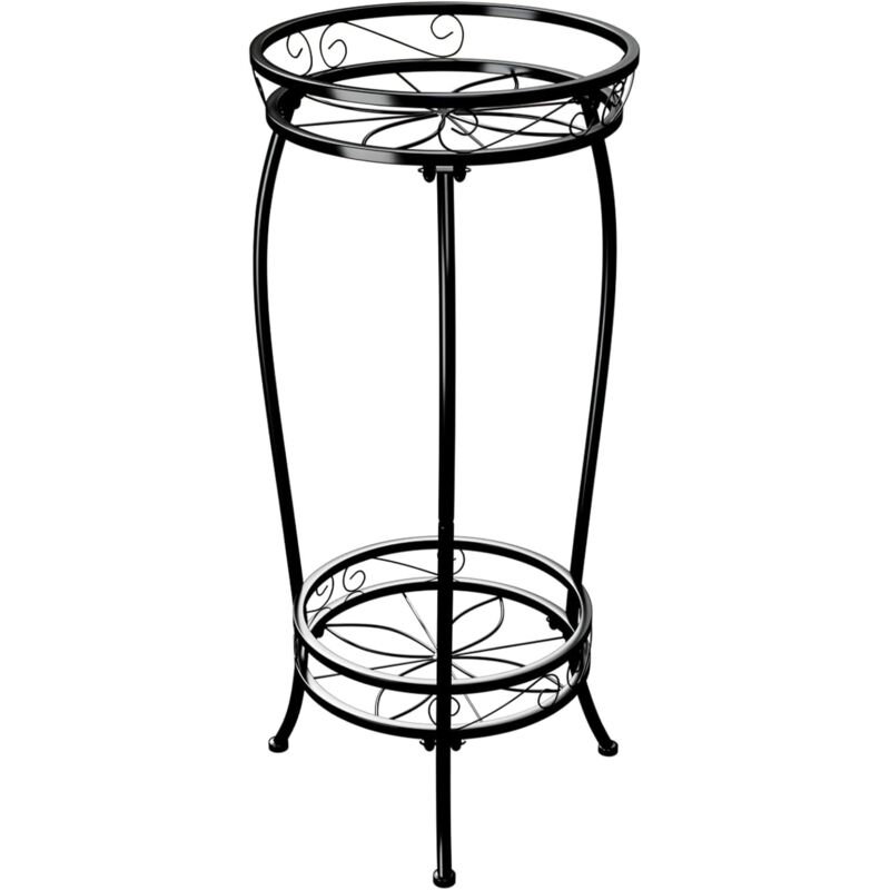 2-stöckiger Pflanzenständer Aus Metall Für Den Innenbereich - Schwarz - Großer Ständer Für Mehrere Pflanzen - Für Terrasse, Garten, Balkon, Wohnzimmer