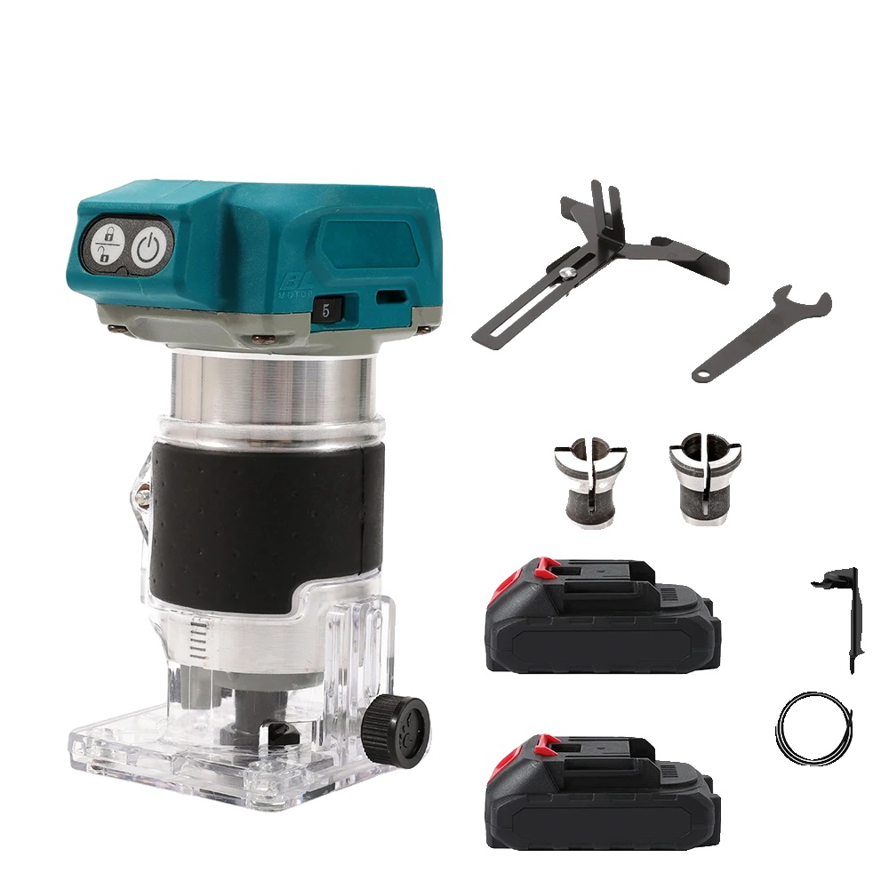 Akku-router, Bürstenloser Motor, 5 Geschwindigkeitsstufen, 2 Akkus