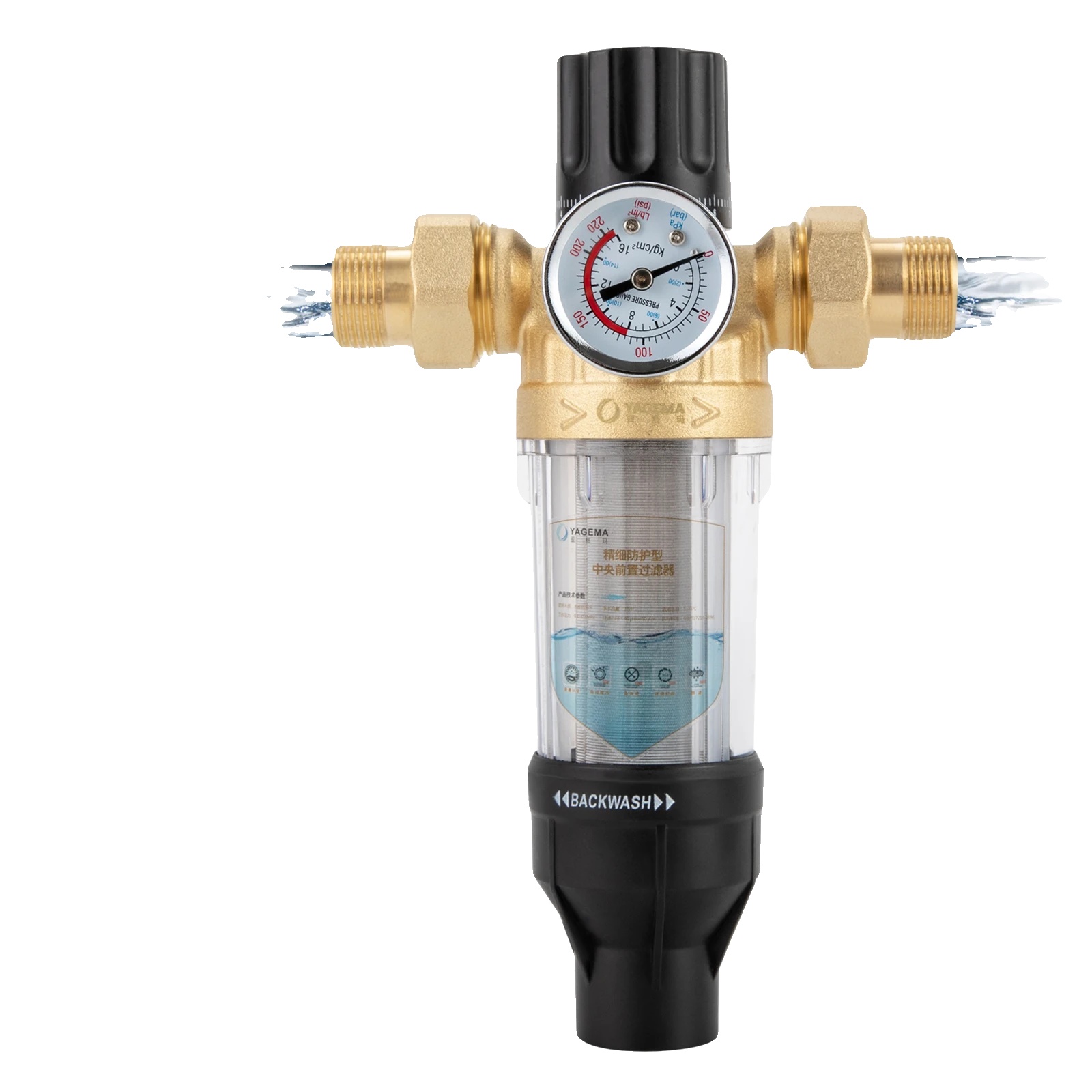 Rotierender Sedimentfilter, Konstruktion Aus Messing Und Edelstahl, Abmessungen: 16 Cm X 26 Cm, Durchflussrate: 3 Tonnen/stunde, Filtrationsgenauigkeit: 40 Μm, Temperaturbereich: -30 Bis 100 °c