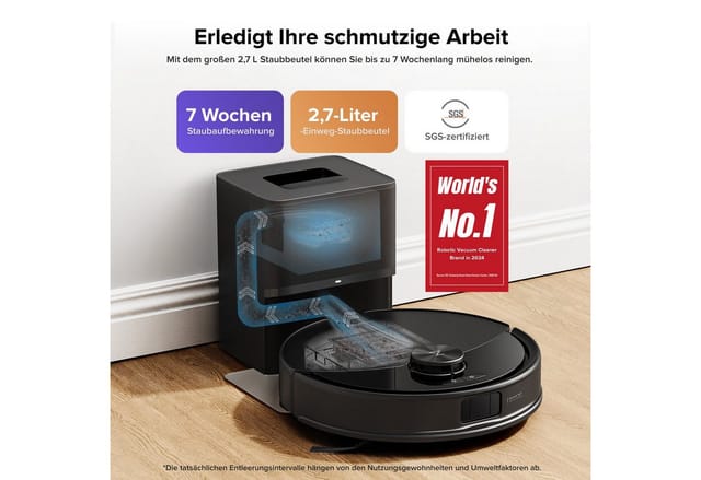 roborock Q10 S5+ Set Saugroboter mit Wischfunktion, 10.000 Pa HyperForce Saugkraft, Dual Anti-Tangle System, Auto Lifting Mopping, Ideal für