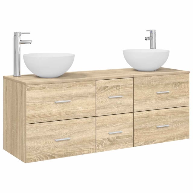 Badezimmerschrank-set 3 Stk. Sonoma-eiche 129 X 41 X 80 Cm Vidaxl