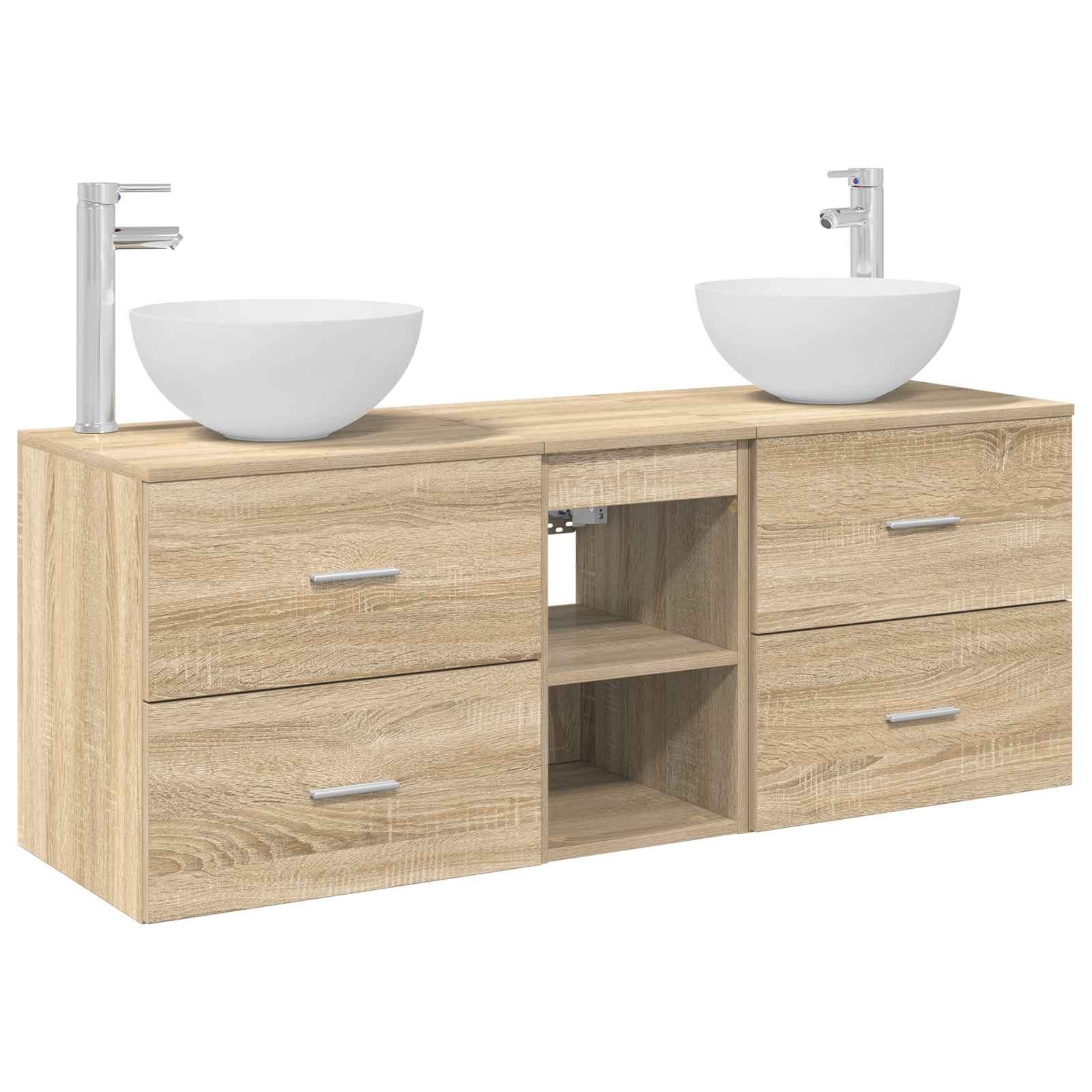 Badezimmerschrank-set 3 Stk. Sonoma-eiche 129 X 35 X 80 Cm Vidaxl