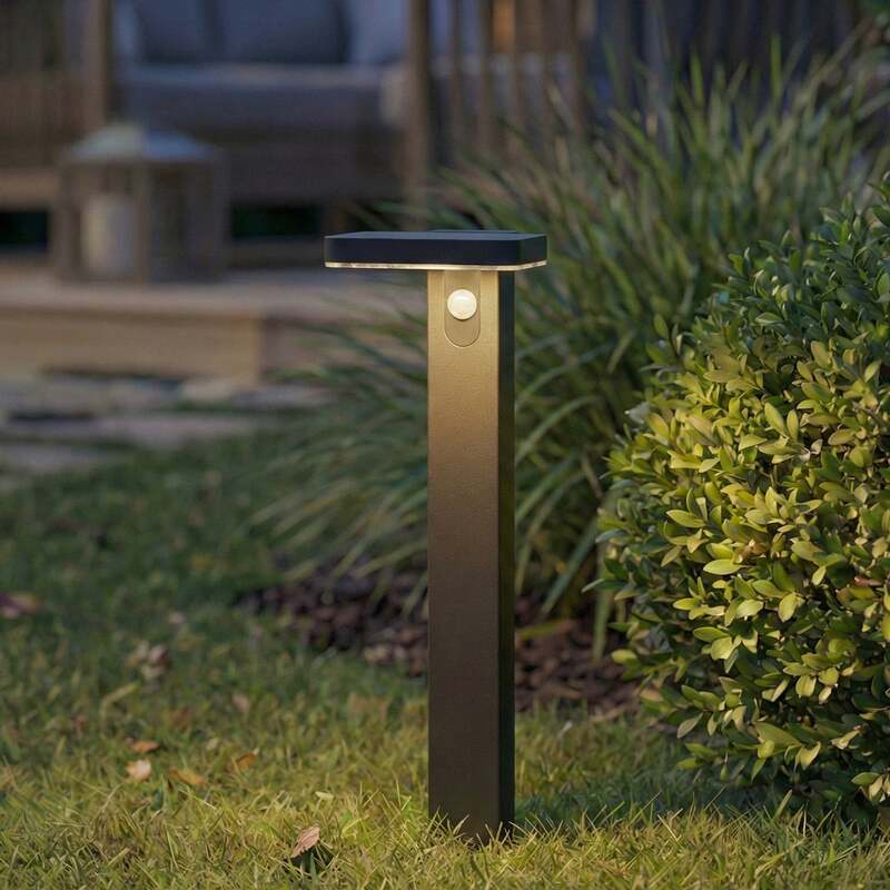 [neuwertig] B-ware Prios Wegeleuchte Gartenlampe Led Solarleuchte Sensor Tarlson Schwarz 78,5 Cm