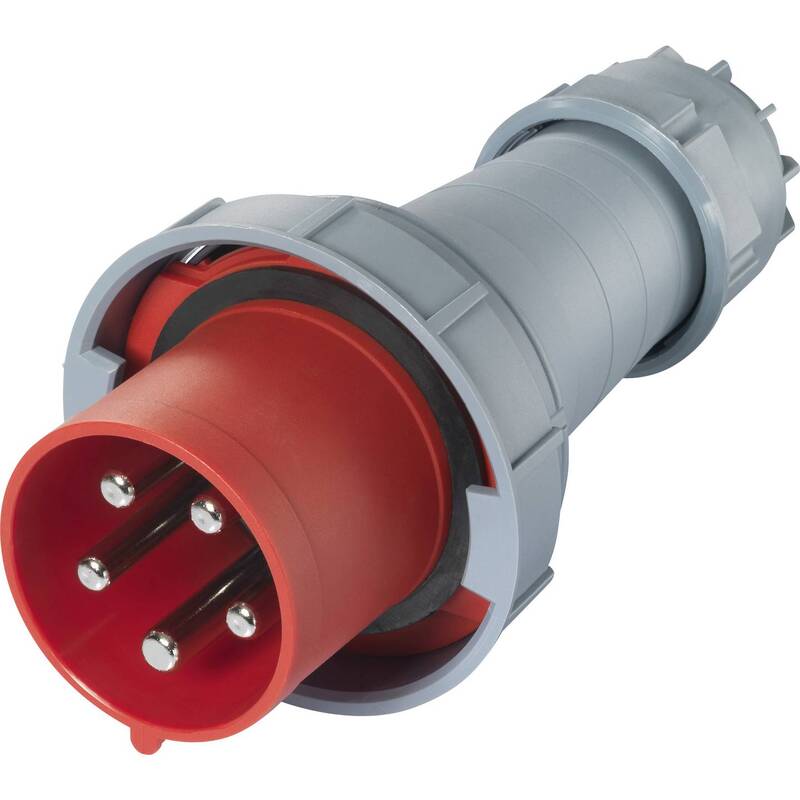 [neuwertig] B-ware Sygonix Cee Stecker 125a Ip67 400v 5polig Grau Rot Schraubklemmen 1 St.