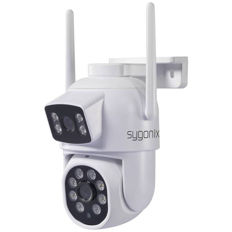 [gebraucht] B-ware Sygonix Wlan Ip Überwachungskamera 1920x1080 Pixel Mit 2 Objektiven Weiß Ip65