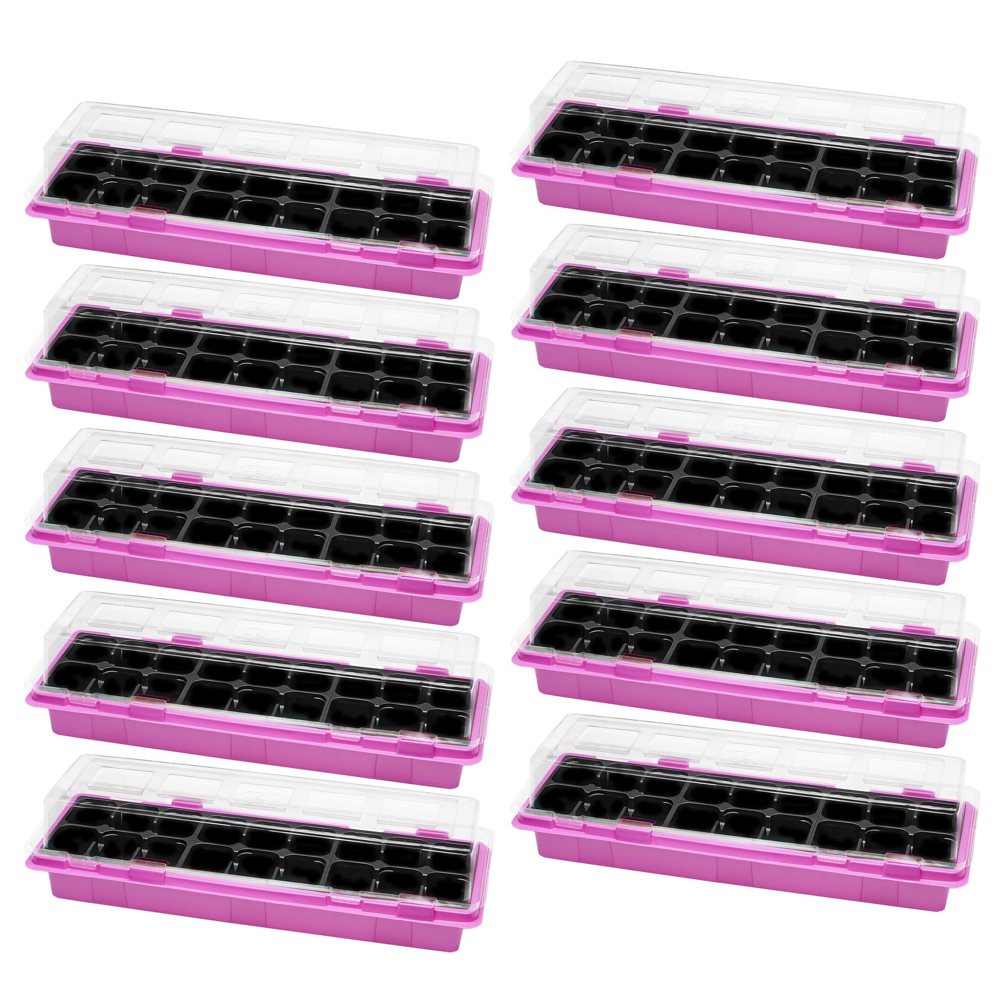 Garronda Mini-gewächshaus Anzuchtkasten 47 X 16 Cm Rosa 10 Stück Gd-0043