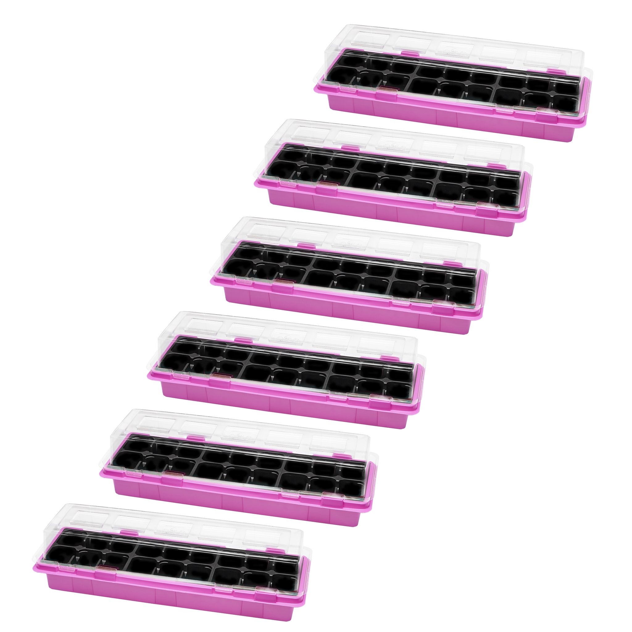 Garronda Mini-gewächshaus Anzuchtkasten 47 X 16 Cm Rosa 6 Stück Gd-0043