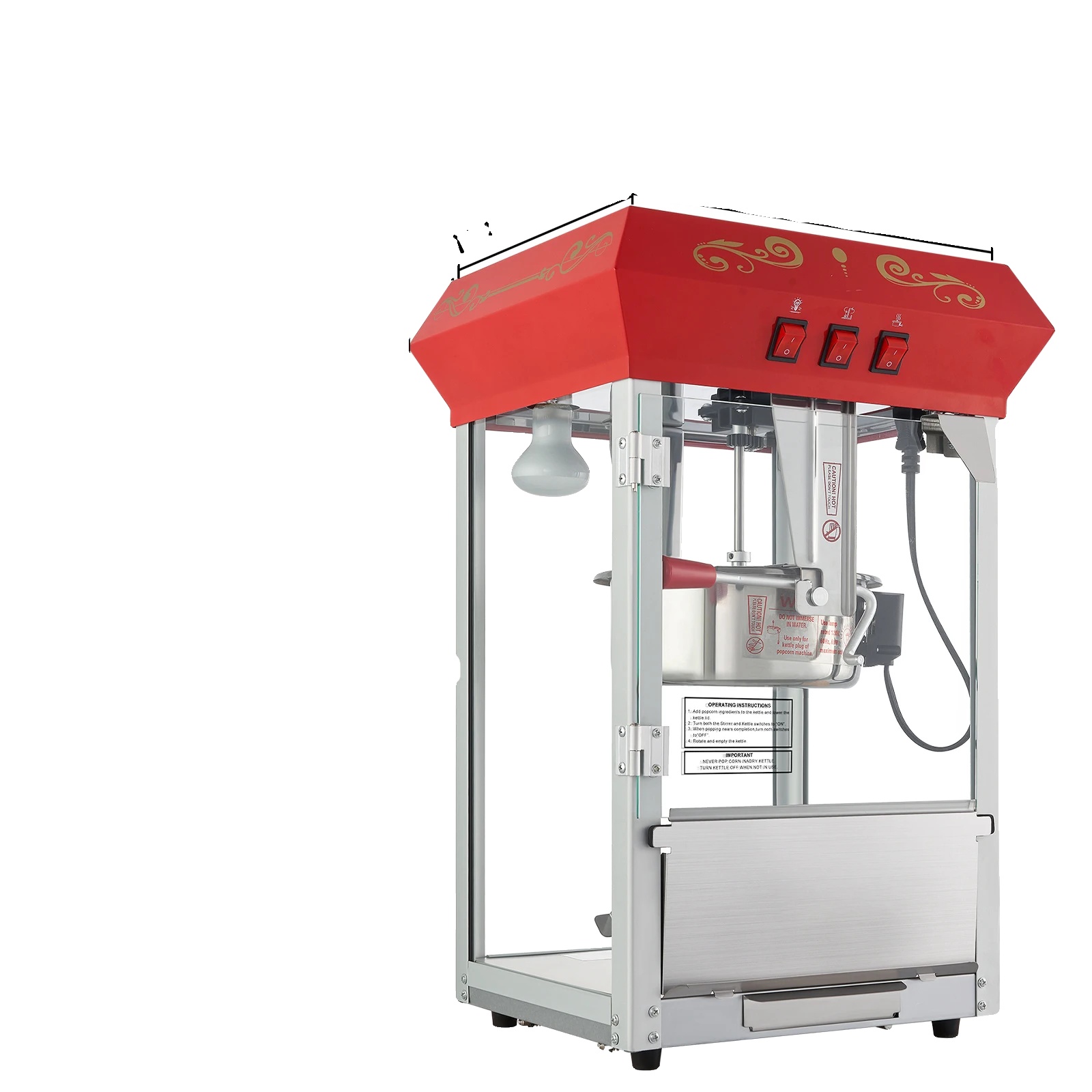 Popcornmaschine, Großes Fassungsvermögen, Einfache Bedienung, 227 G