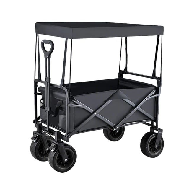 Gartenwagen, Faltbar, Hohe Tragkraft, Schwarz