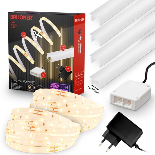 Briloner Pimp Your Panel Led Lichtsystem Für Akustikpaneele 2x2m 224 Leds 18w 1950lm 3000k Warmweiß Diffusoren 14-15mm - Led Streifen Innenbereich