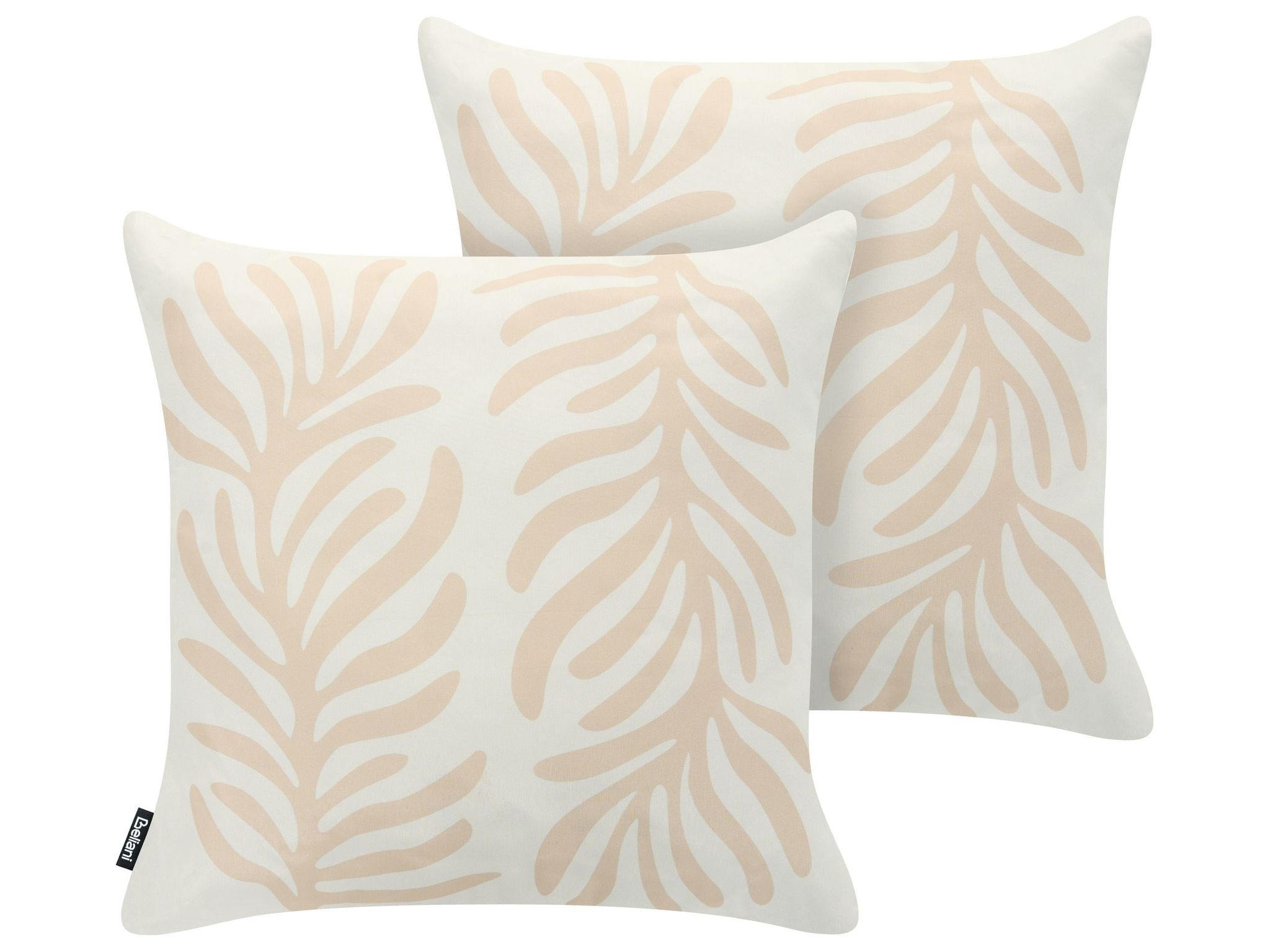 Gartenkissen 2er Set Alisma Pflanzenmuster 45 X 45 Cm Hellbeige