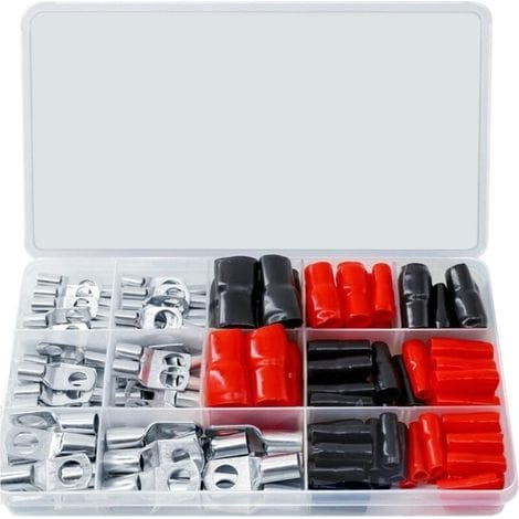 140 Stück Rohrklemmen 25 Mm²/16 Mm²/10 Mm²/6 Mm² Für Autobatterien, 70 Klemmen + 70 Gehäuse, Für Auto/boot