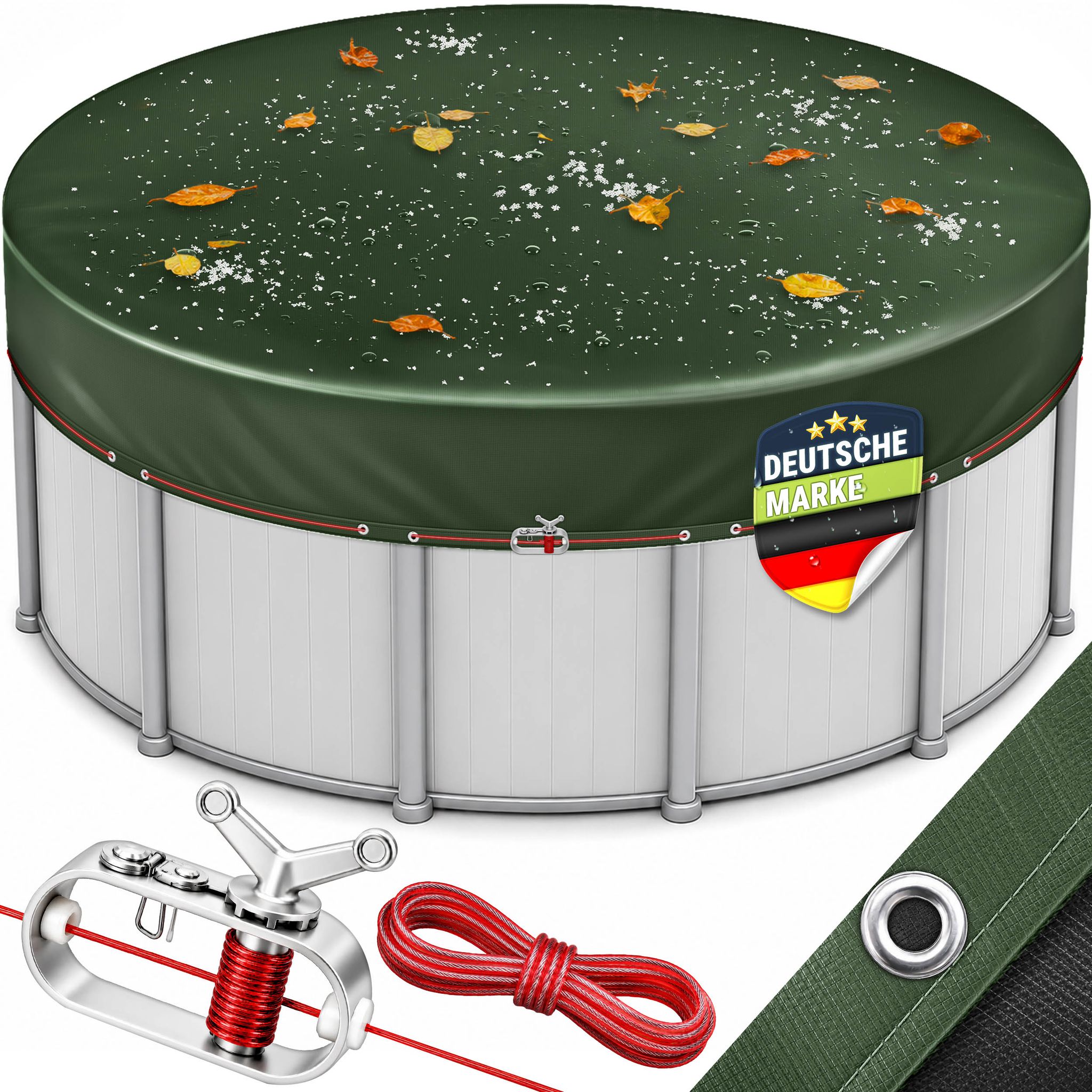 Tillvex® Premium Poolabdeckung Rund 320 - 366 Cm (ø 420 Cm) Mit Montageset Solar Pool Abdeckplane Mit 200g/m² Poolplane Rundpool Für Sommer & Winter Abdeckung Uv-beständig Schwimmbecken Schwimmbad