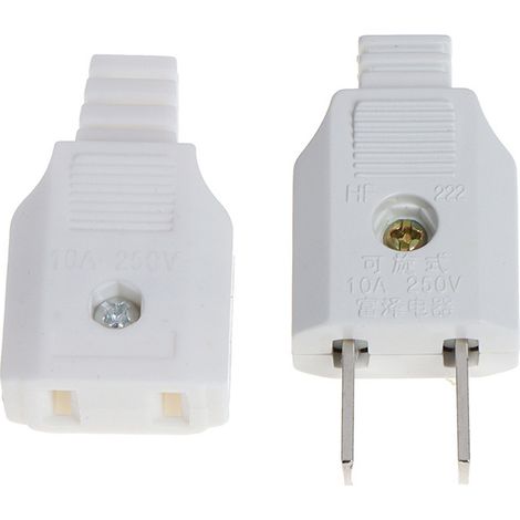 2-poliger Netzadapter Mit Stecker Und Buchse, Anschluss Für Wiederverwendbares Verlängerungskabel.