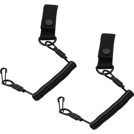Ineasicer 2-teiliges Schwarzes Taktisches Lanyard Mit Elastischer Sicherheitsschnur Und Spiralkarabiner, Wiederverwendbar, Geeignet Für Kletterausrüstung, Angeln Und Camping