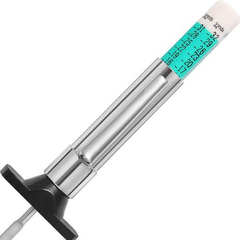 Lntyq Reifenprofiltiefenmesser, Tragbares Fahrzeugmessgerät, Farbcodierter Reifenprofiltiefenmesser, 25 Mm/32 Knoten