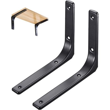 Wandregalhalterung, Verdeckte, Schwebende Holzregalhalterung Mit Befestigungsmaterial, Robuste, Mattschwarze Metallhalterung, 2er-set