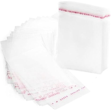 Ahlsen Packung Mit 100 Transparenten Zellophanbeuteln Mit Klebeverschluss, 8 X 12 Cm
